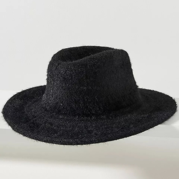 Anthropologie Black Fuzzy Knit Rancher - Picture 2 of 4